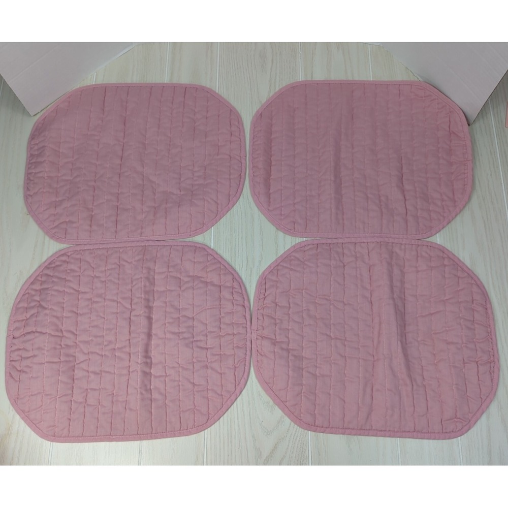 Vintage 80s or 90s rose pink set lot 4 table placemats‎ padded quilted